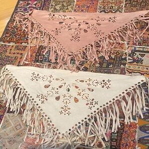 Pair of Steve Madden Laser Cut Faux Suede Scarfs NWOT